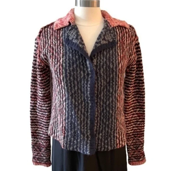 Free People Open Back 3 Snap Front Closure 75% Wool Knit Cardigan Sweater Medium - Picture 4 of 16